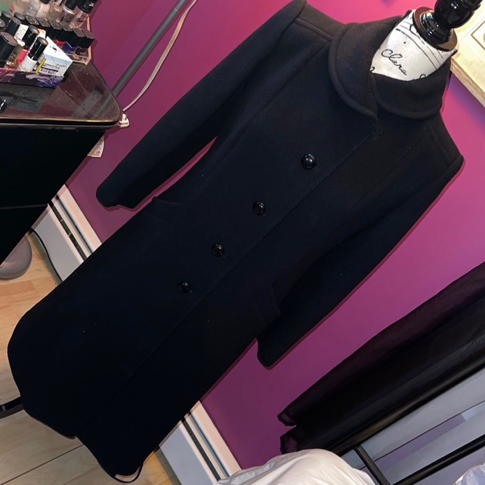 Black 100% Pure Wool Pea Coat